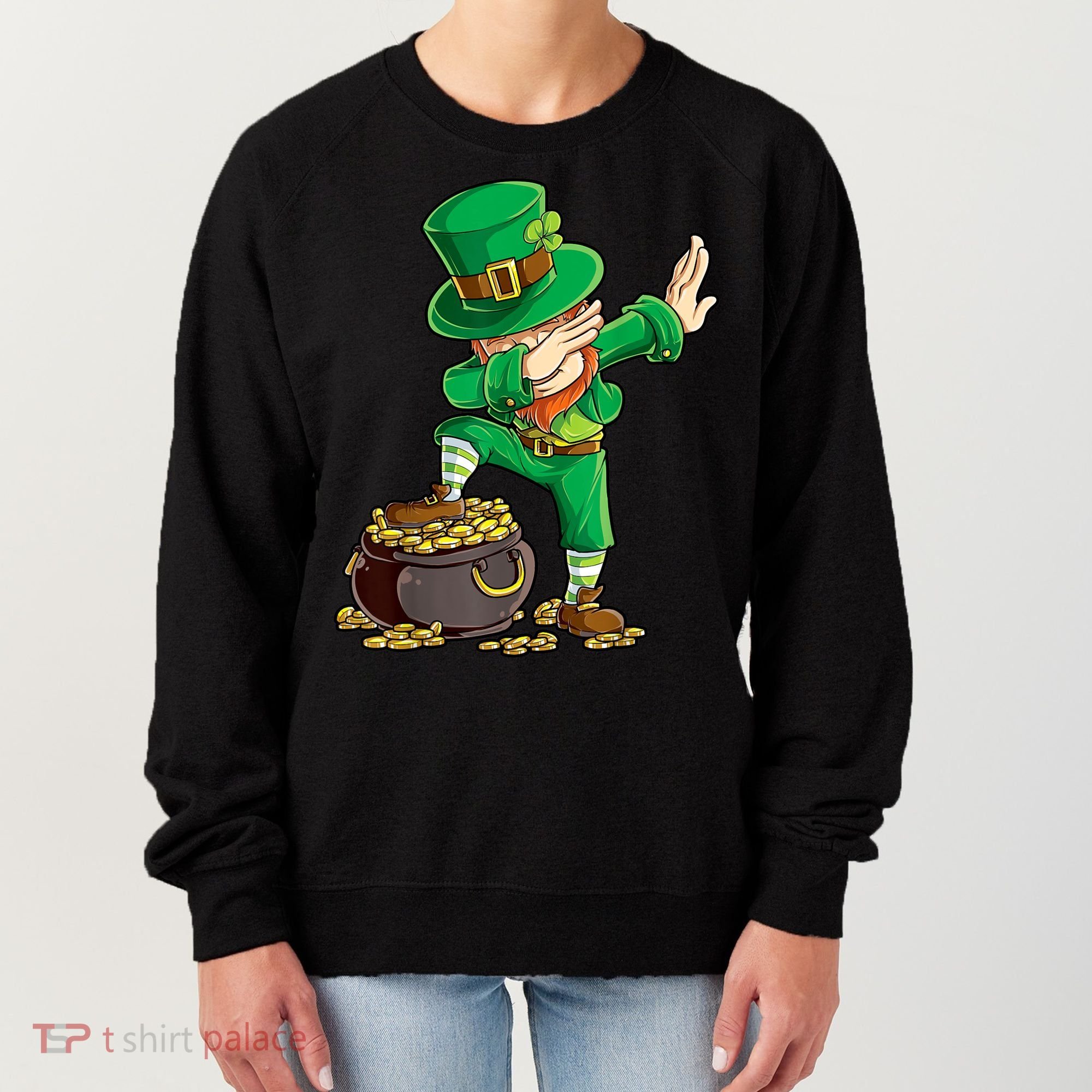 St Patricks Day, Dabbing Leprechaun, Funny St Patricks Day Women's Sweatshirt