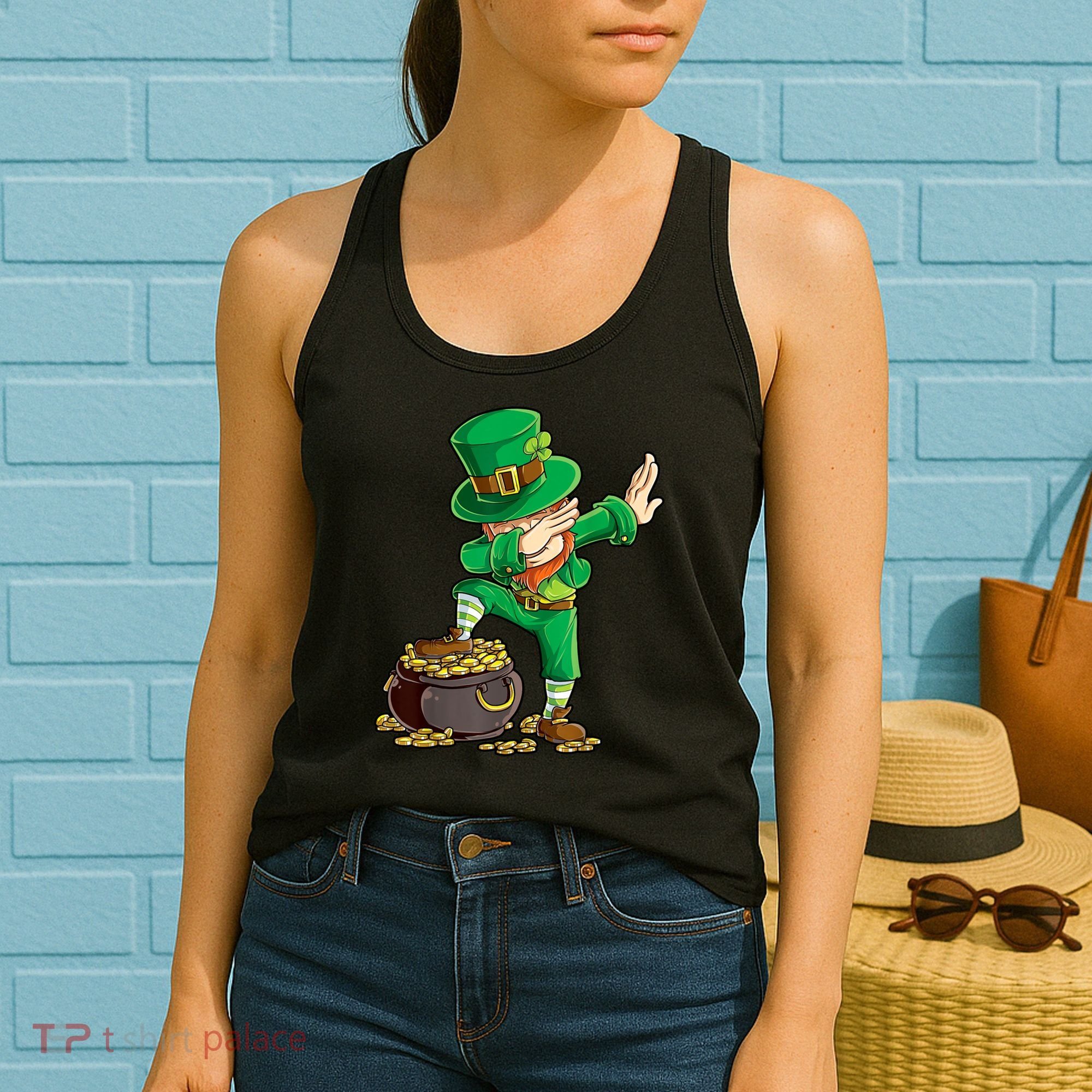 St Patricks Day, Dabbing Leprechaun, Funny St Patricks Day Women's Tank Top