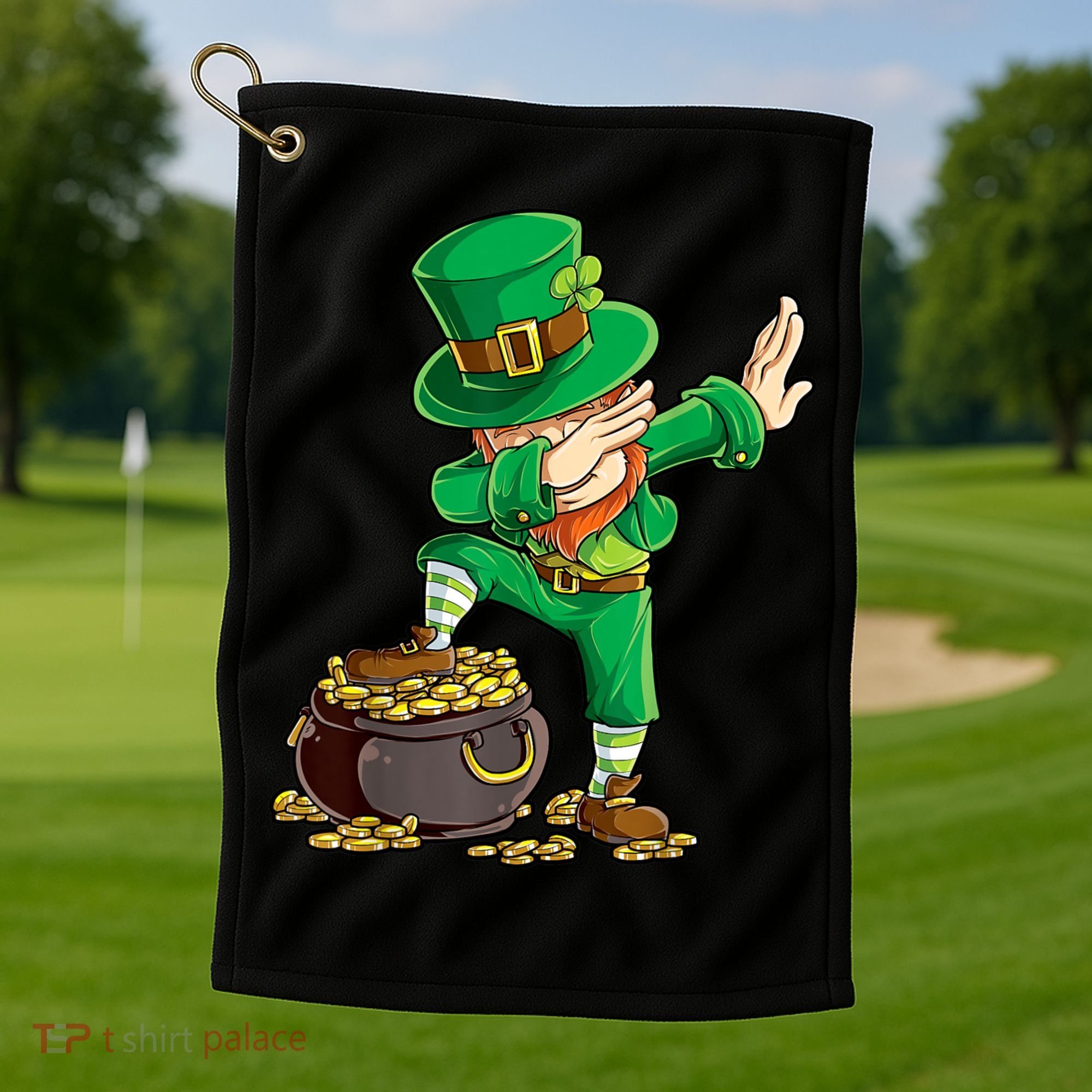 St Patricks Day, Dabbing Leprechaun, Funny St Patricks Day Golf Towel