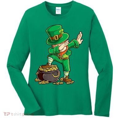 St Patricks Day, Dabbing Leprechaun, Funny St Patricks Day Women's Long Sleeve Shirt