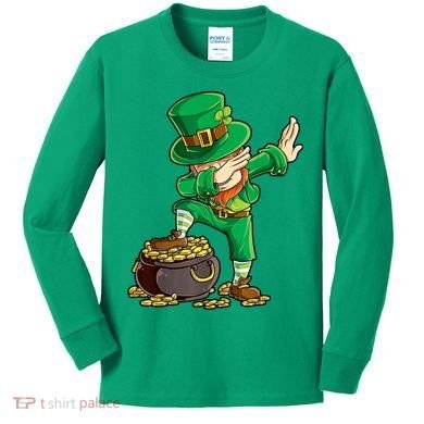 St Patricks Day, Dabbing Leprechaun, Funny St Patricks Day Kids Long Sleeve Shirt