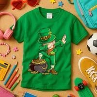 St Patricks Day, Dabbing Leprechaun, Funny St Patricks Day Kids T-Shirt thumb 3