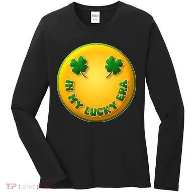 St Patricks Day In My Lucky Era Smiley Emoji Women's Long Sleeve Shirt
