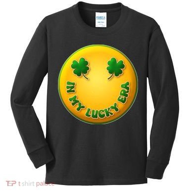 St Patricks Day In My Lucky Era Smiley Emoji Kids Long Sleeve Shirt