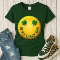 St Patricks Day In My Lucky Era Smiley Emoji Women's T-Shirt thumb 3