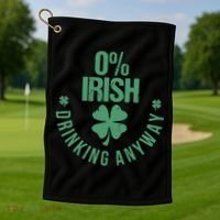 St Patricks Day Funny 0 Irish Pub Shamrock Golf Towel thumb 1