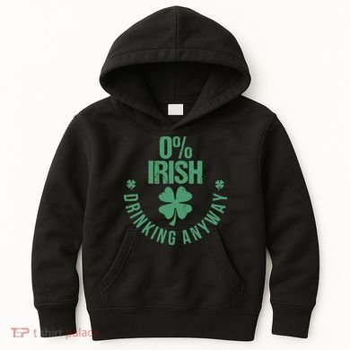 St Patricks Day Funny 0 Irish Pub Shamrock Kids Hoodie