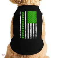 St Patricks Day American Flag Clovers Doggie Tank thumb 0
