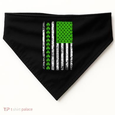 St Patricks Day American Flag Clovers USA-Made Doggie Bandana