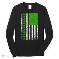 St Patricks Day American Flag Clovers Long Sleeve Shirt thumb 0