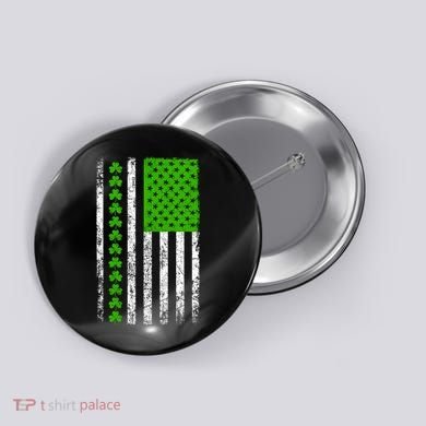 St Patricks Day American Flag Clovers Button