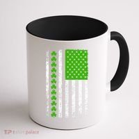 St Patricks Day American Flag Clovers Coffee Mug thumb 1