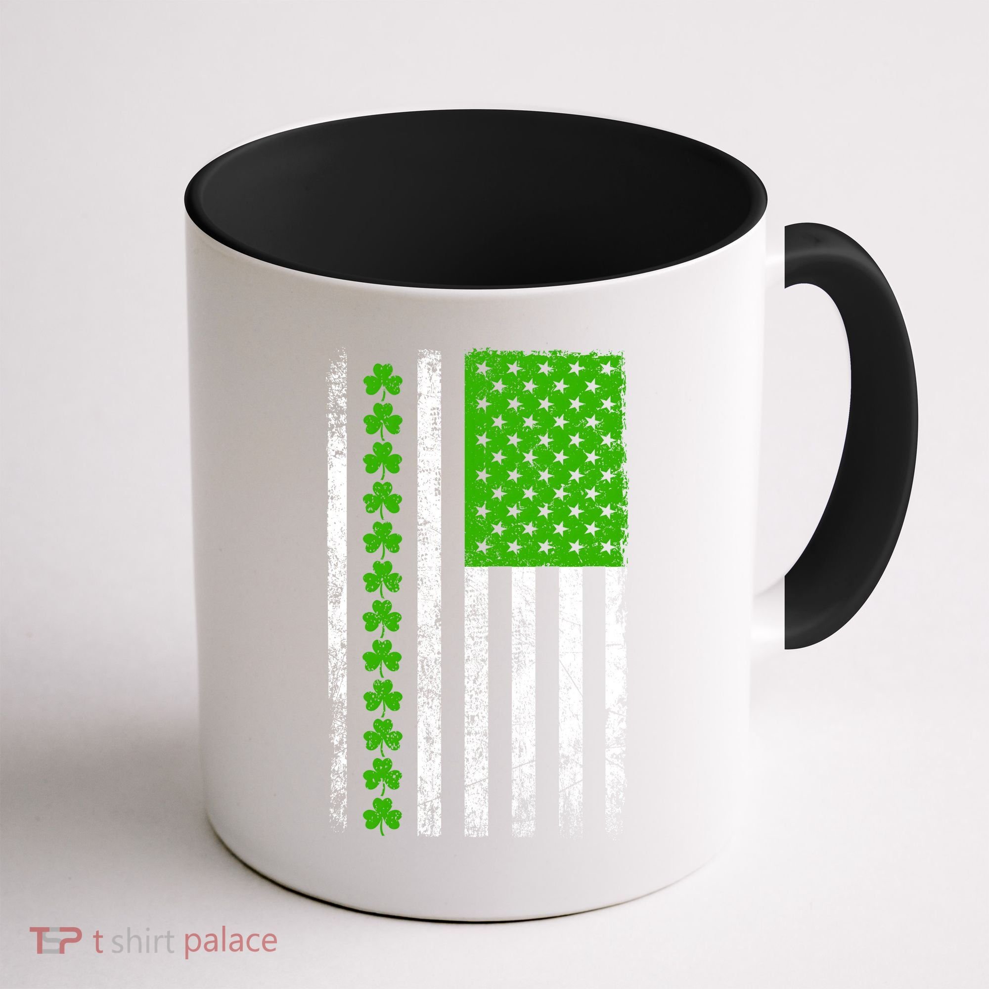 St Patricks Day American Flag Clovers Coffee Mug