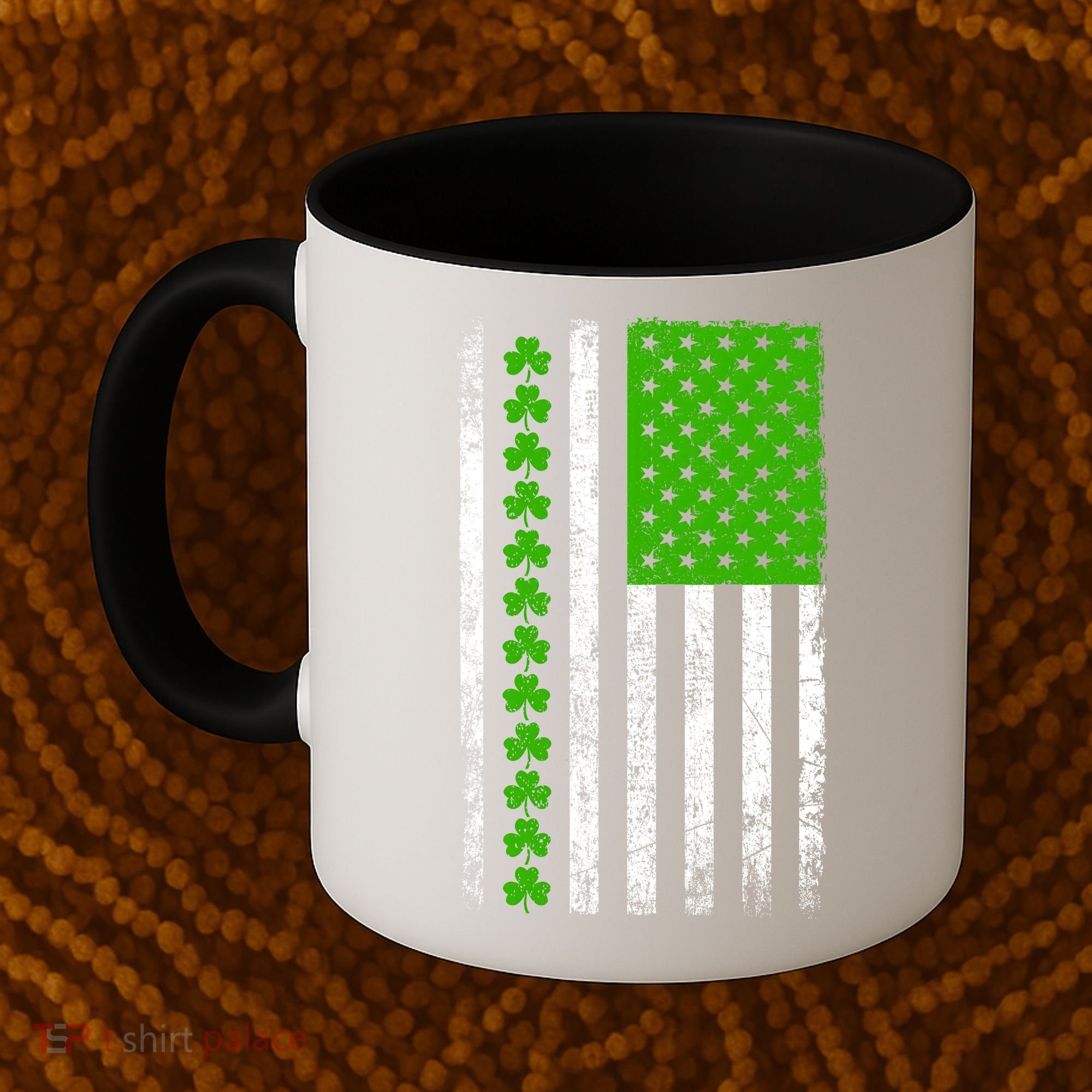 St Patricks Day American Flag Clovers Coffee Mug