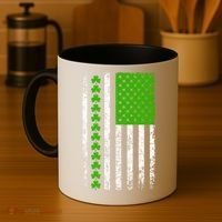 St Patricks Day American Flag Clovers Coffee Mug thumb 4