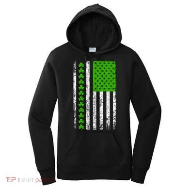 St Patricks Day American Flag Clovers Women's Hoodie