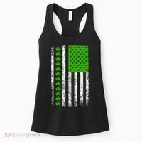 St Patricks Day American Flag Clovers Women's Tank Top thumb 0