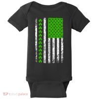 St Patricks Day American Flag Clovers Baby Bodysuit thumb 0