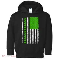 St Patricks Day American Flag Clovers Toddler Hoodie thumb 0