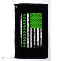 St Patricks Day American Flag Clovers Golf Towel thumb 0
