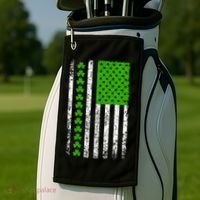 St Patricks Day American Flag Clovers Golf Towel thumb 2