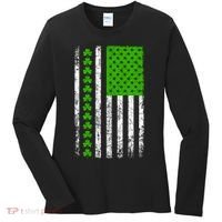 St Patricks Day American Flag Clovers Women's Long Sleeve Shirt thumb 0