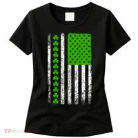 St Patricks Day American Flag Clovers Women's T-Shirt thumb 0