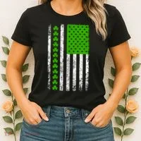 St Patricks Day American Flag Clovers Women's T-Shirt thumb 2