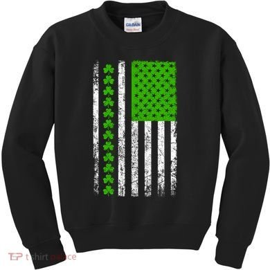 St Patricks Day American Flag Clovers Kids Sweatshirt