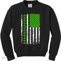 St Patricks Day American Flag Clovers Kids Sweatshirt thumb 0