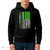St Patricks Day American Flag Clovers Kids Hoodie thumb 4