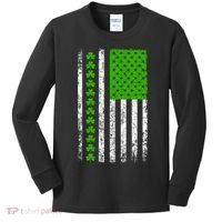 St Patricks Day American Flag Clovers Kids Long Sleeve Shirt thumb 0