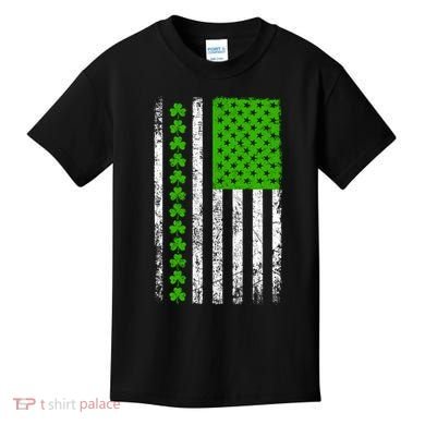 St Patricks Day American Flag Clovers Kids T-Shirt