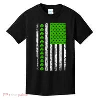 St Patricks Day American Flag Clovers Kids T-Shirt thumb 0