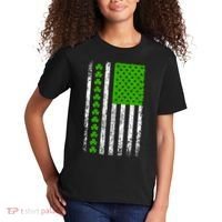 St Patricks Day American Flag Clovers Kids T-Shirt thumb 2