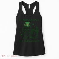 St Patricks Day If I Shenan Once I’Ll Shenanigan Funny Cat Women's Tank Top thumb 0