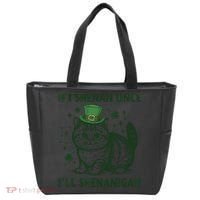 St Patricks Day If I Shenan Once I’Ll Shenanigan Funny Cat Tote Bag thumb 0