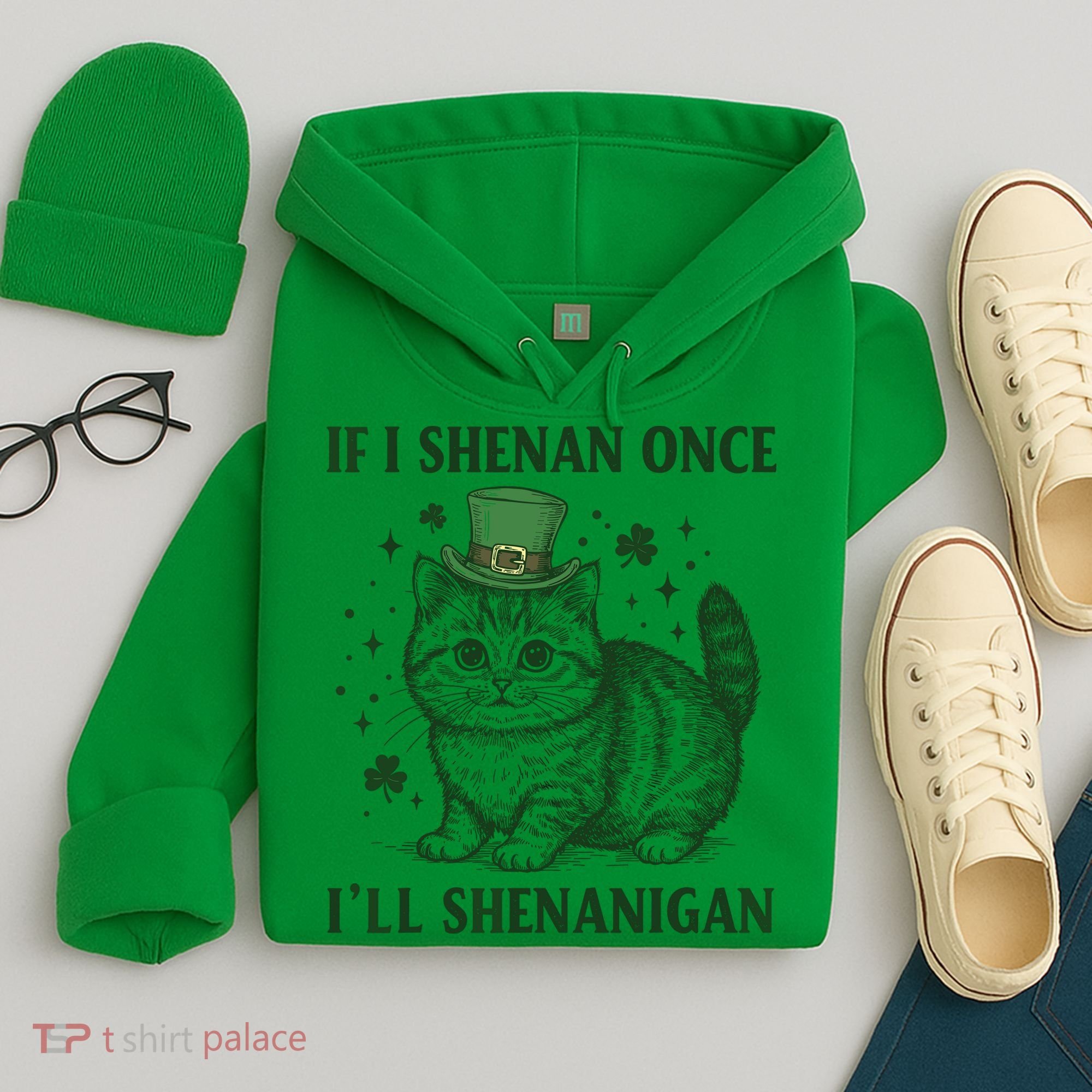 St Patricks Day If I Shenan Once I’Ll Shenanigan Funny Cat Hoodie