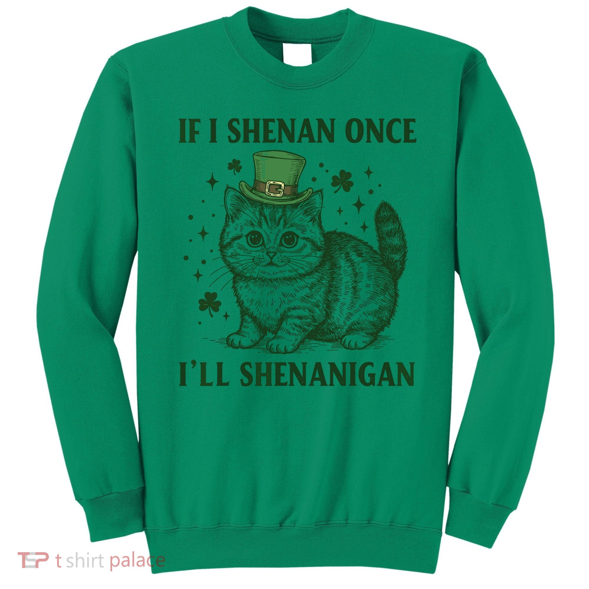 St Patricks Day If I Shenan Once I’Ll Shenanigan Funny Cat Sweatshirt