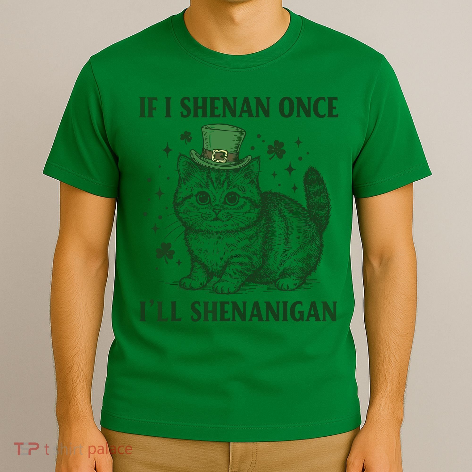 St Patricks Day If I Shenan Once I’Ll Shenanigan Funny Cat T-Shirt