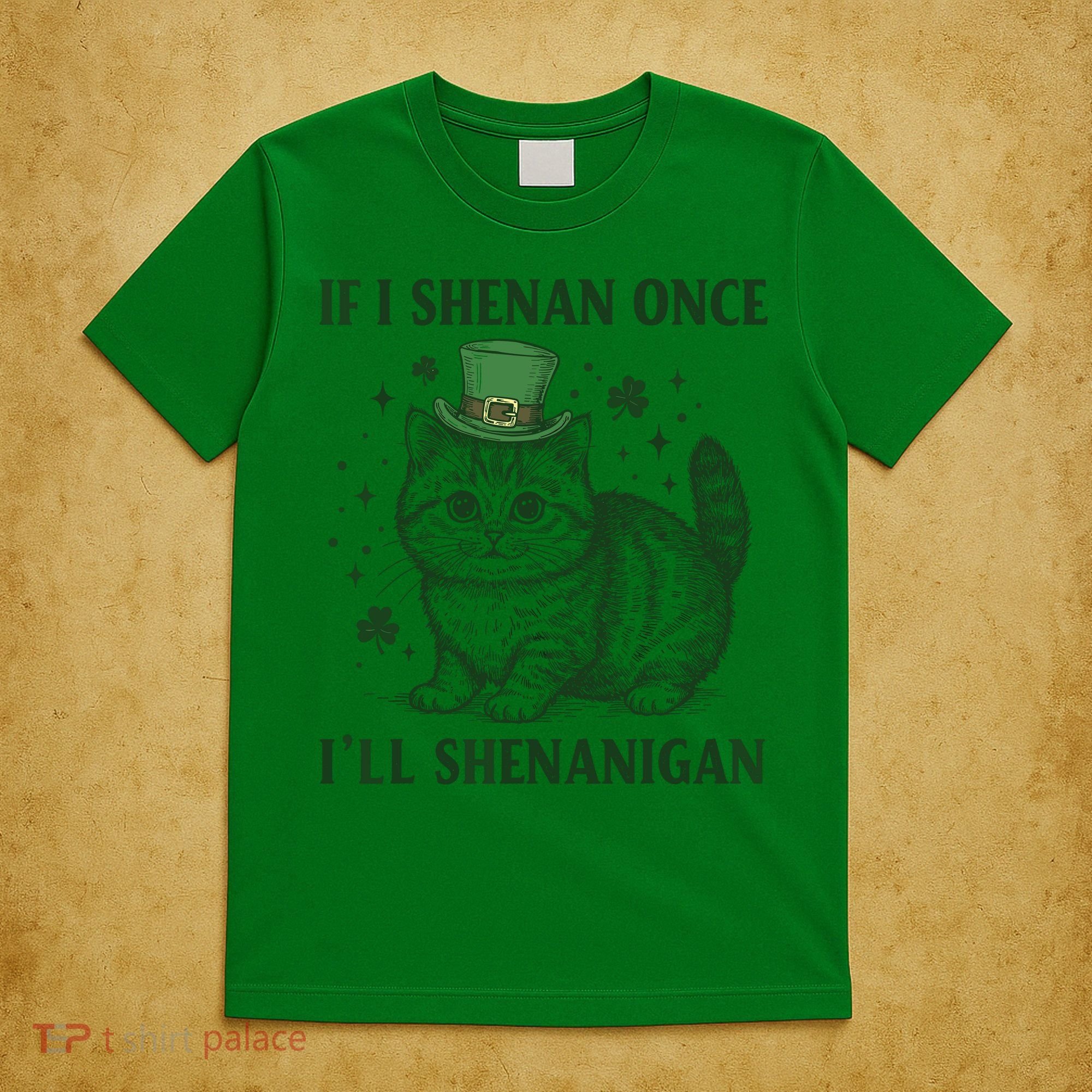 St Patricks Day If I Shenan Once I’Ll Shenanigan Funny Cat T-Shirt