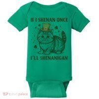 St Patricks Day If I Shenan Once I’Ll Shenanigan Funny Cat Baby Bodysuit thumb 0