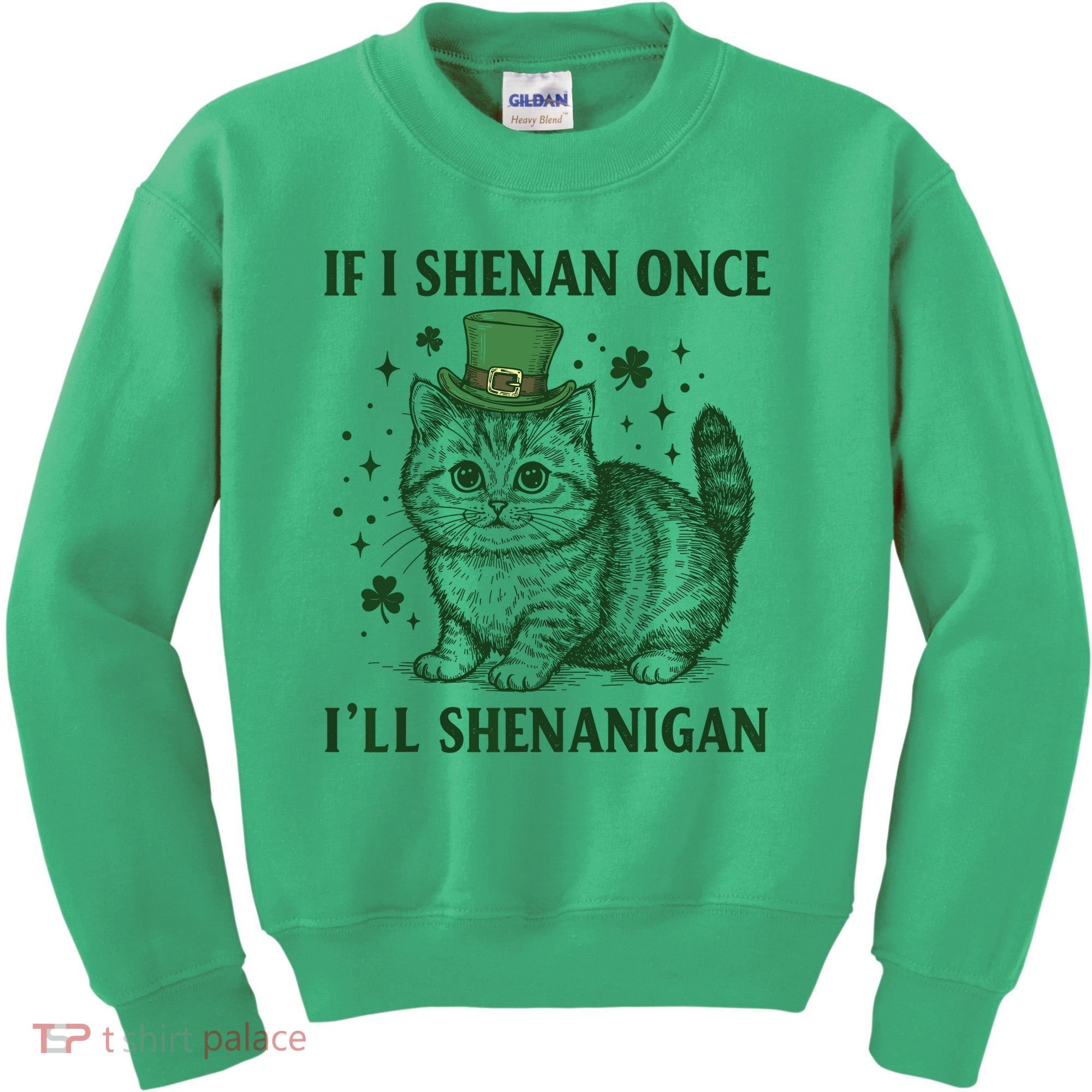 St Patricks Day If I Shenan Once I’Ll Shenanigan Funny Cat Kids Sweatshirt