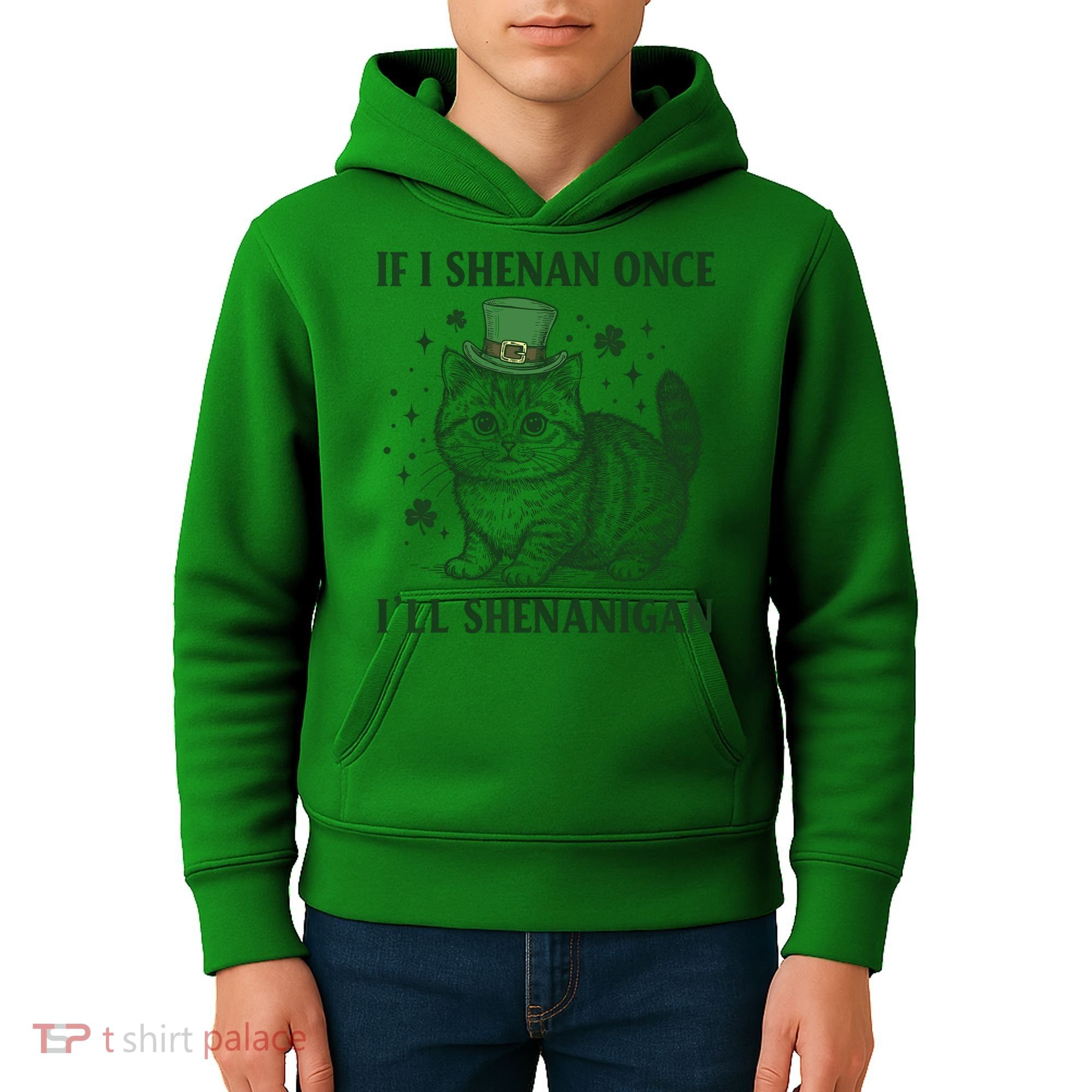 St Patricks Day If I Shenan Once I’Ll Shenanigan Funny Cat Kids Hoodie