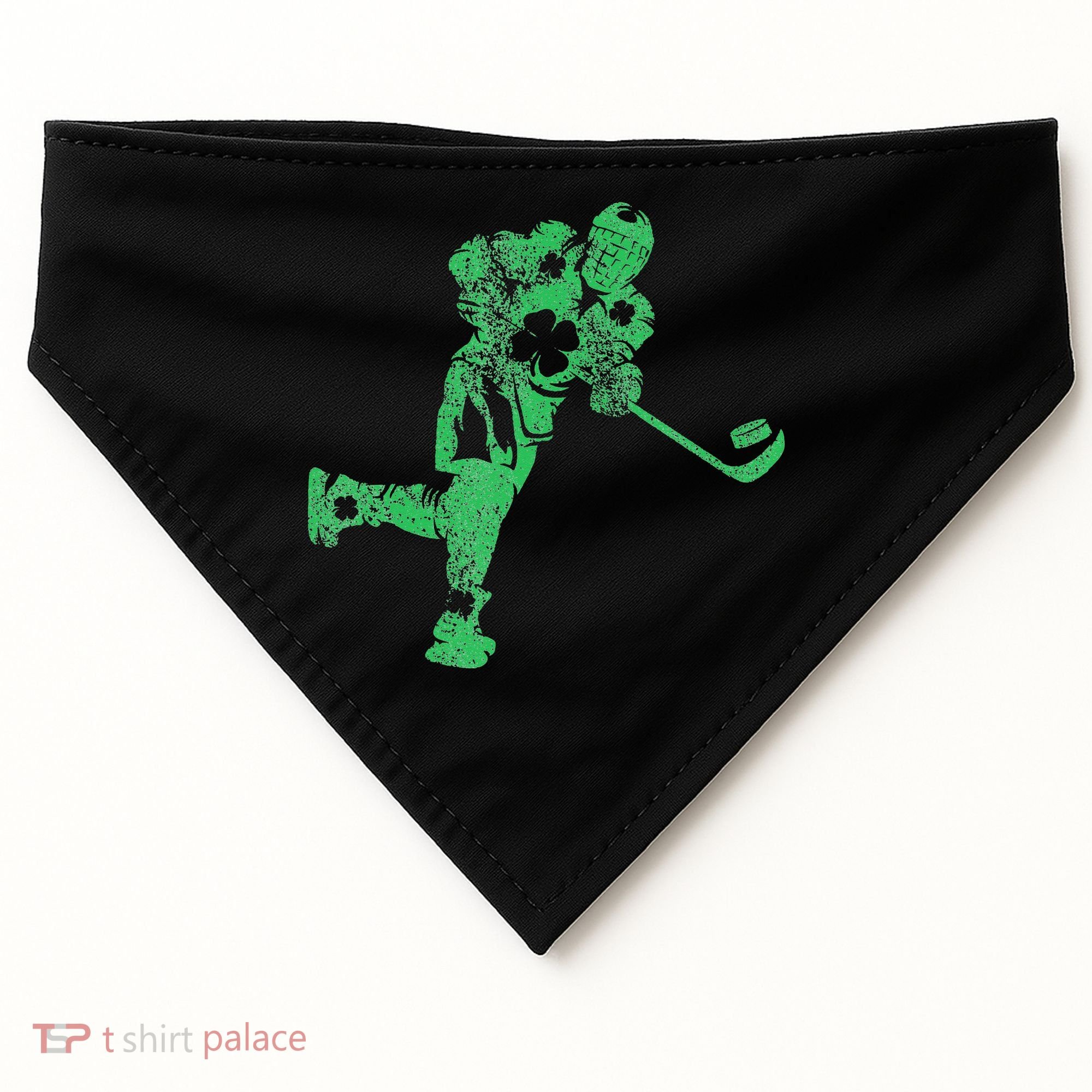 St Patricks Day Hockey Irish Saint Paddy's Shamrock USA-Made Doggie Bandana