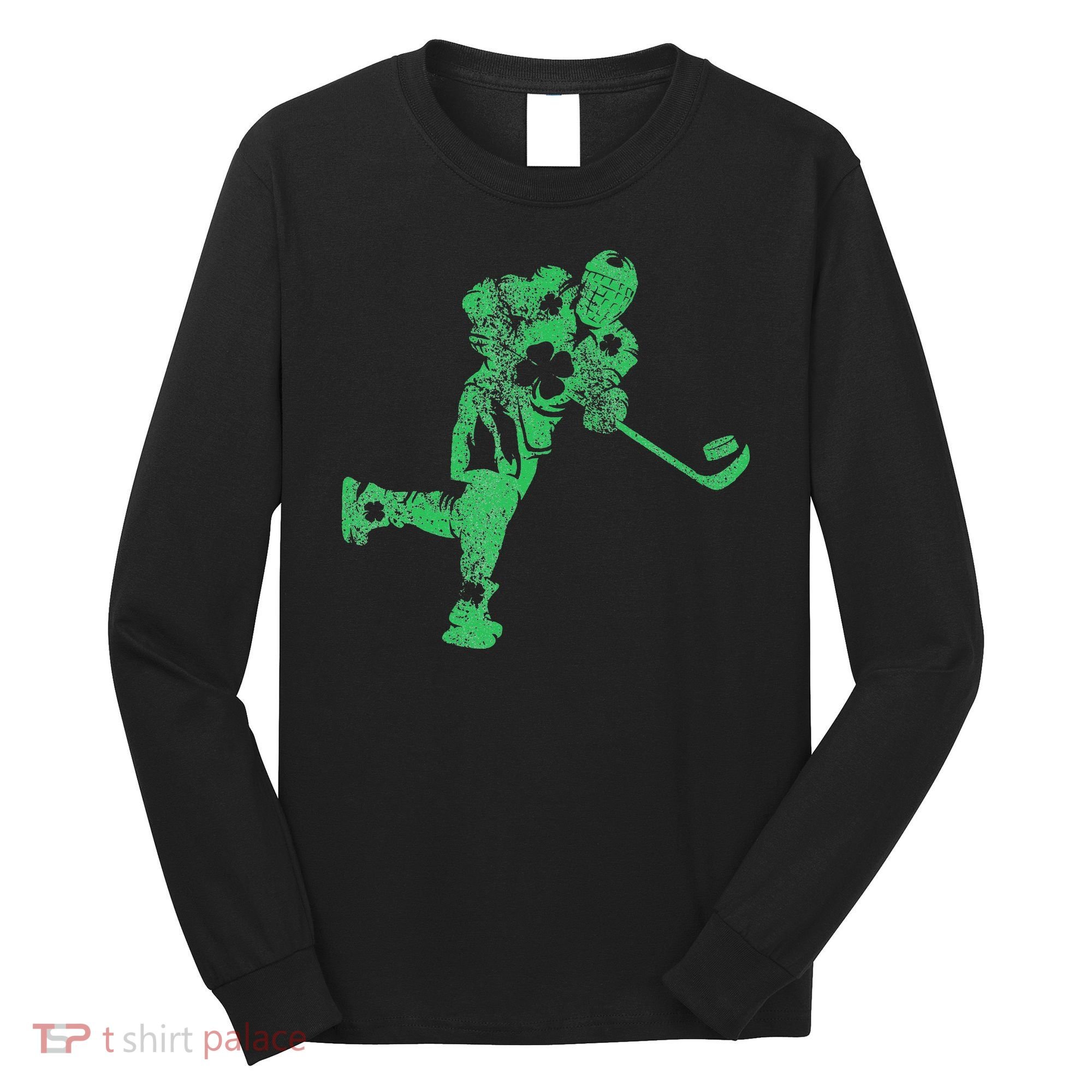 St Patricks Day Hockey Irish Saint Paddy's Shamrock Long Sleeve Shirt