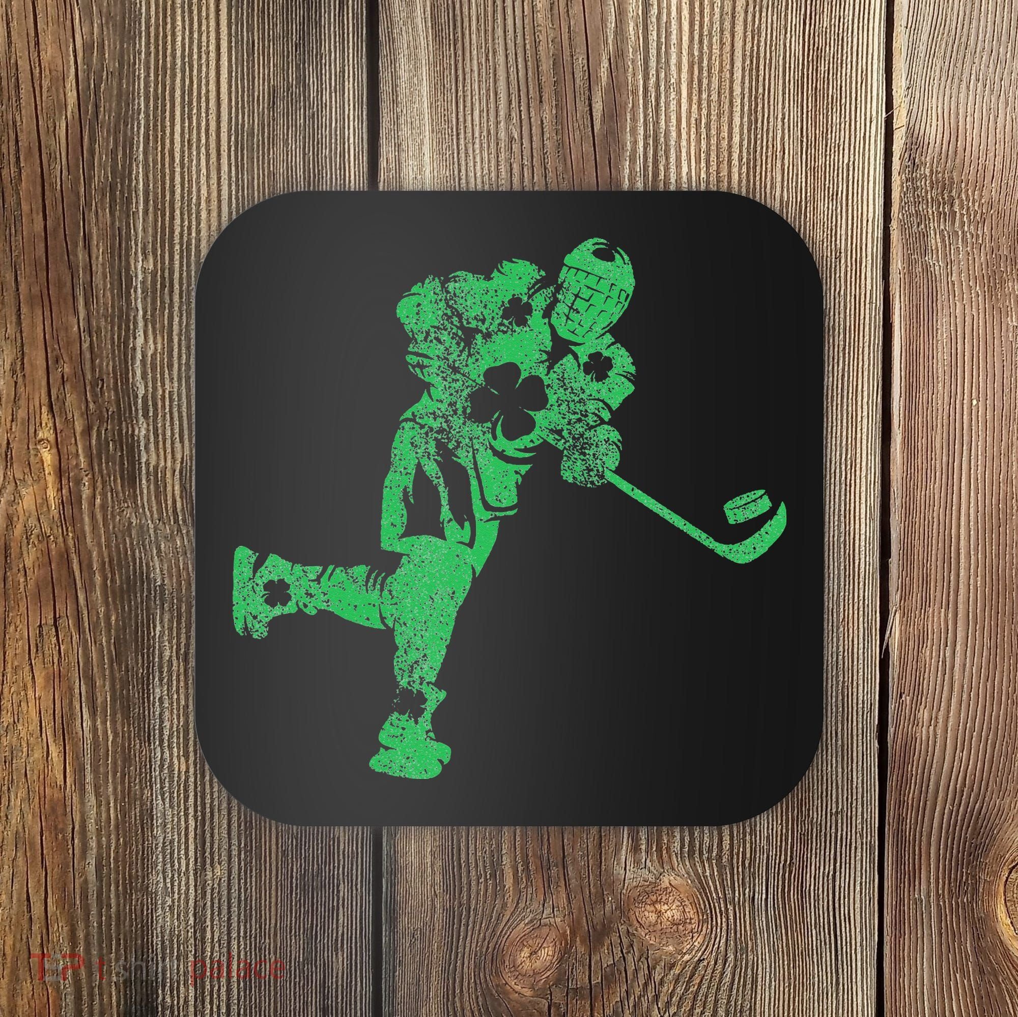 St Patricks Day Hockey Irish Saint Paddy's Shamrock Coaster