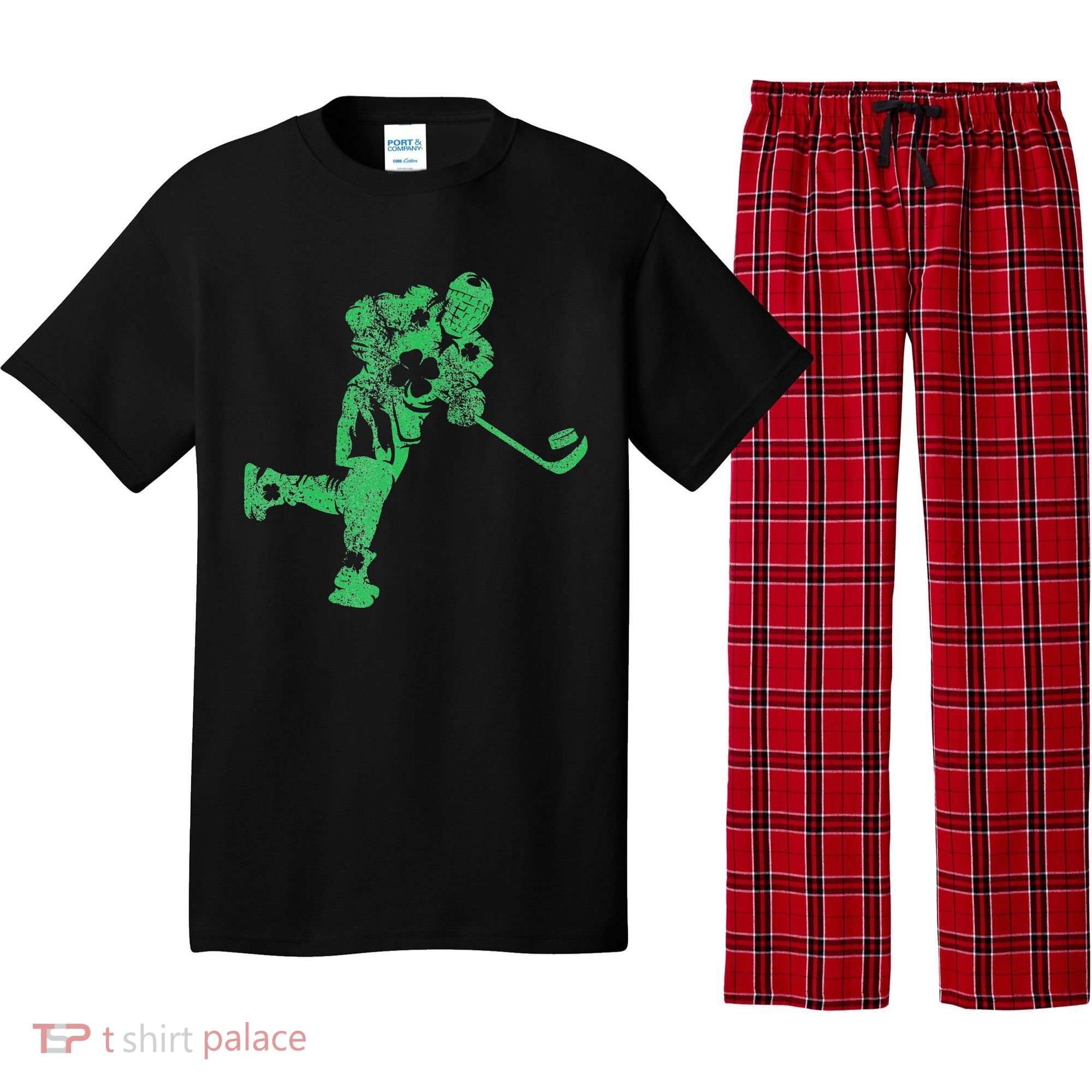 St Patricks Day Hockey Irish Saint Paddy's Shamrock Pajama Set