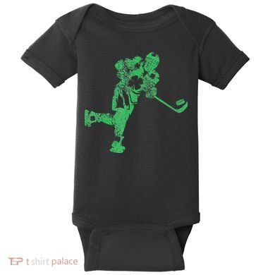 St Patricks Day Hockey Irish Saint Paddy's Shamrock Baby Bodysuit