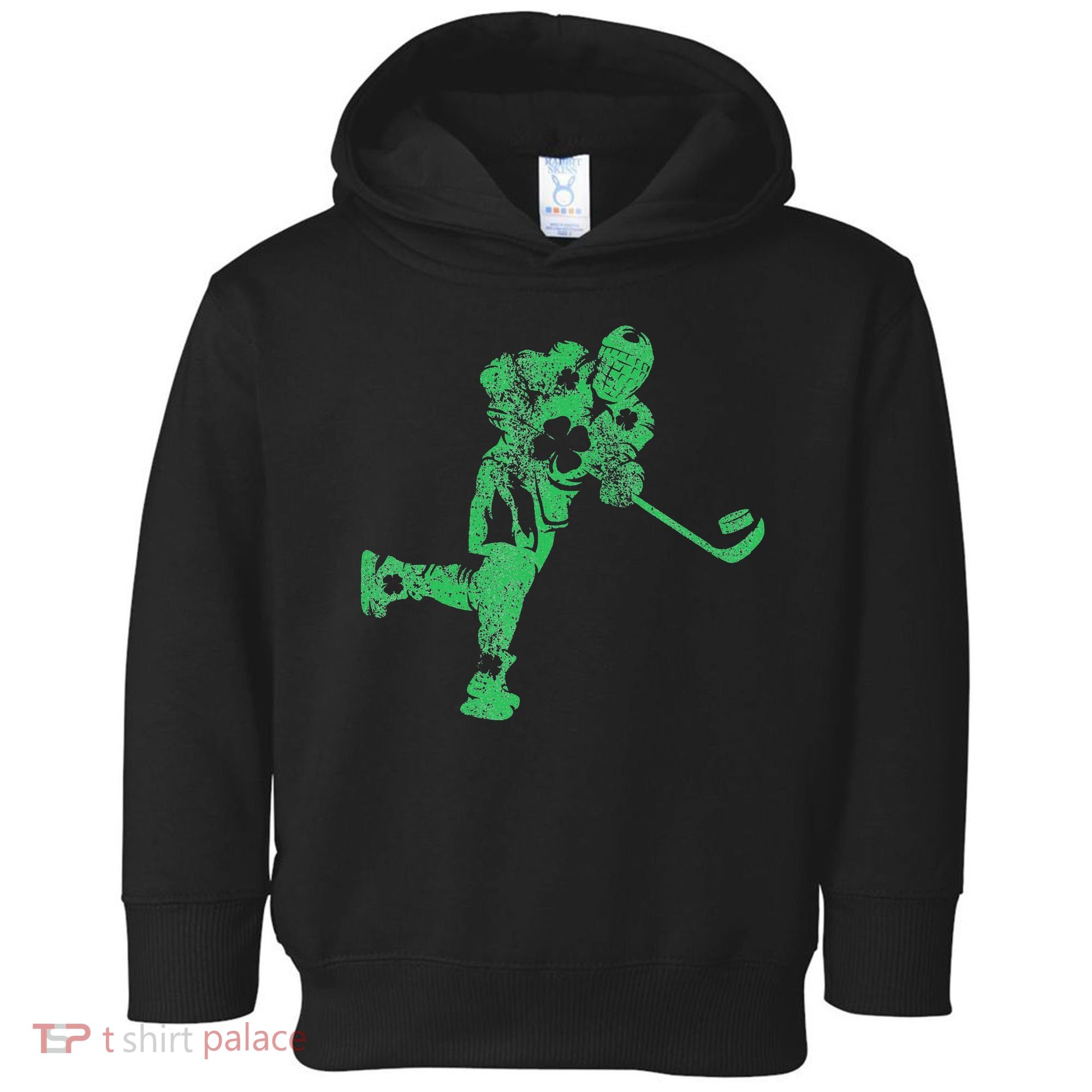 St Patricks Day Hockey Irish Saint Paddy's Shamrock Toddler Hoodie